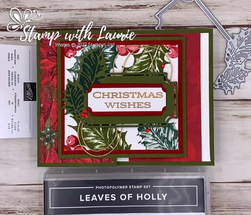 Christmas Holly Wishes Card - Stamp With Laurie