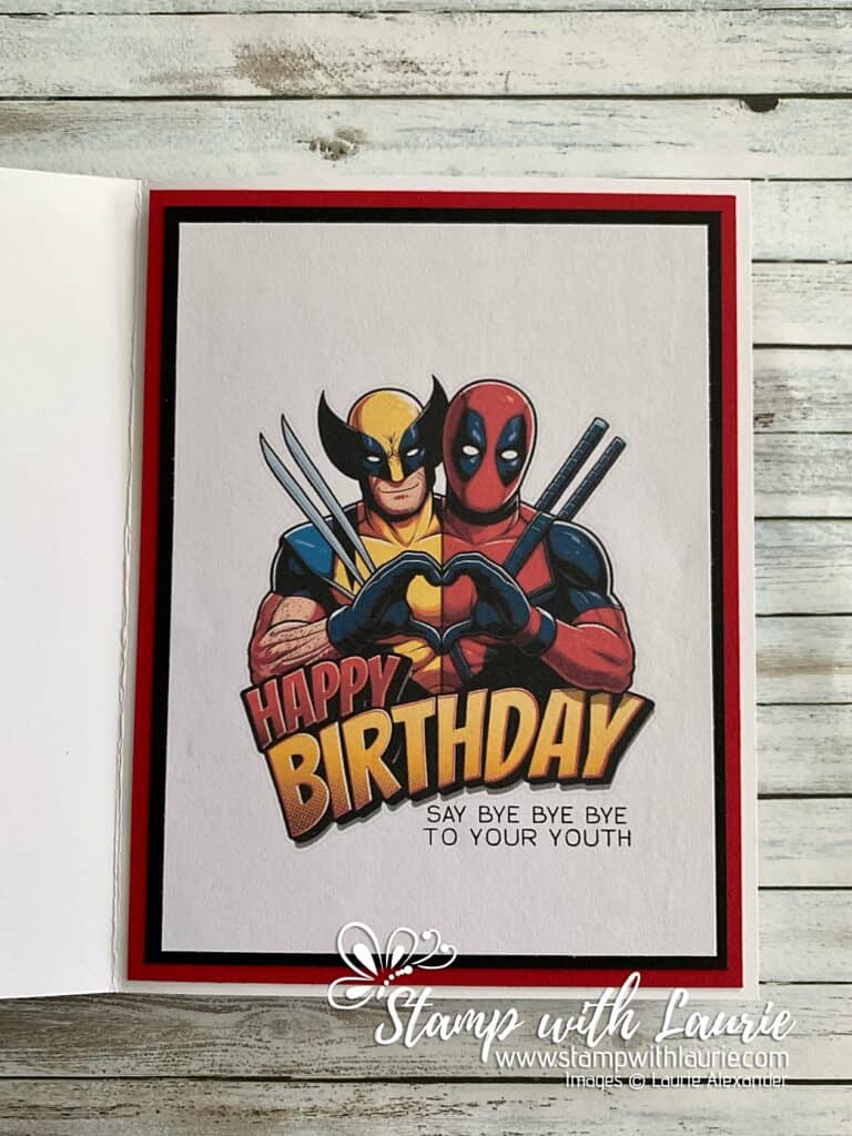 Inside of Card with comic book heroes