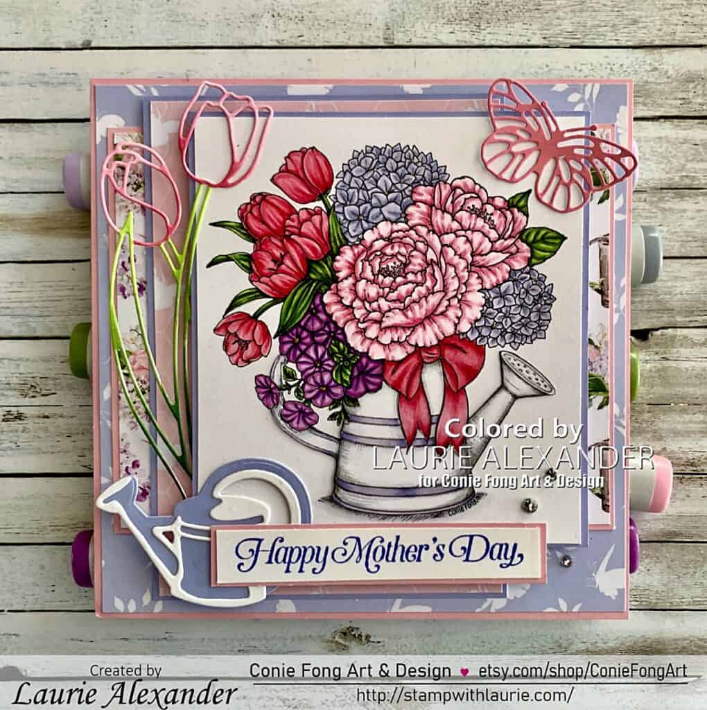 Mother’s Day Bouquet Card - a card with flowers in a watering can