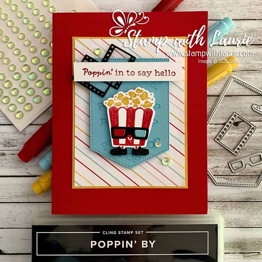 My Poppin’ Hello Card - a card with a popcorn man saying Hello